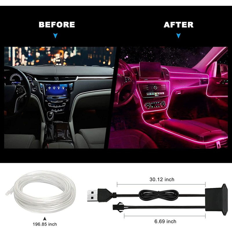 Acrylic Car LED Interior Lighting, RGB Ambient Lighting Car Strip