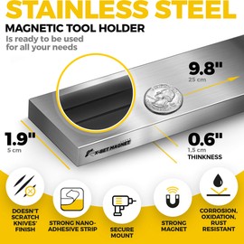 Knife Magnetic Strip with Adhesive – Magnetic Knife Holder for Wall no Screws – Magnetic Knife Block Use as Kitchen Utensil Holder, Knife Bar, Knife Rack, Kitchen Organizer and Tool Holder