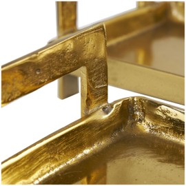 Deco 79 Aluminum Metal Living Room Decor Tray Nesting Ottoman Tray with Gold Handles, Set of 2 Serving Tray 35", 26" W, Brass