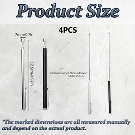 4PCS Telescopic Magnetic Pickup Tool, Extendable Magnetic Pickup Tool, Magnet Pen, Telescopic Baton, 125 x 7mm Magnetic Stick, Silver and Black, for Retrieving Screws and Nuts from Tight Spaces