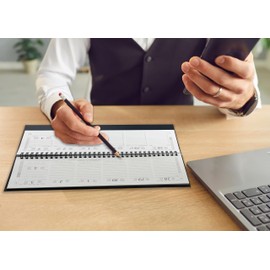 Weekly Desk Planner 2024 Office Home Work Appointment Organiser Hardback Ring (Bordeaux)