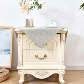 Wolkemer 24x24 Inch Square Tablecloth Heavy Duty Textured Polyester Tablecloths Washable Farmhouse Table Cover for Nightstand, Bedside, End Table (Grey)