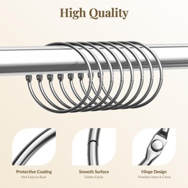 Bathway Shower Curtain Rings, Bathway Shower Curtain Hooks Anti-Drop Shower Rings for Curtain, Metal Shower Curtain Rings Rust Proof, Chrome Shower Hooks for Shower Curtain Rod, Shower Rod Hook 12Pcs