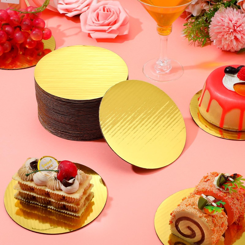 Newtay 100 Pcs 5 Inch Cake Board Round Mini Cardboard