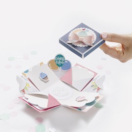 folia 11611 Explosion Box Party Craft Set, Original Gift Box with Hinged Function, Approx. 7.5 x 7.5 x 7.5 cm, Ideal for Birthday, Wedding, Mother's Day, Valentine's Day, etc.