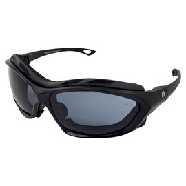 Birdz Eyewear Canopy Padded Motorcycle Sunglasses Riding Safety Glasses ANSI Z87.1 Convertible to Goggles Black Frame (Black-Smoke)
