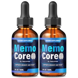 (2 Pack) Memo Core – Memo Core Drops Memory Support with Natural Liquid Blend in a Convenient Dropper | Daily MemoCore Vitamins for Focus, Clarity & Sharpness | Easy-to-Take Pills (60 Servings)