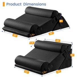 Sasttie Wedge Pillow Set for After Surgery, 4PCS Adjustable Bed Wedge Pillow Headboard with Memory Foam Neck Cushion – for Acid Reflux, Sleeping, Neck & Back Support, Black