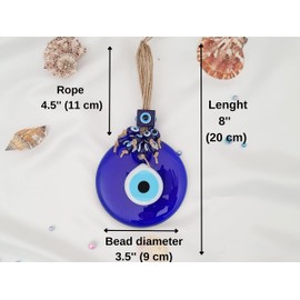 Candymosa 3.5" Turkish Evil Eye Decor Ornament - Blue Evil Eye Wall Hanging in a Box - Home Protection Charm Evil Eye Wall Decor - Turkish Nazar Amulet (Blue, 1pcs)
