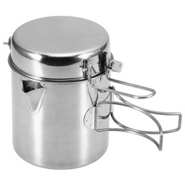 HUIOP 1L Stainless Steel Cooking Kettle Portable Outdoor Camping Backpacking Pot with Foldable Handle,stainless steel pot