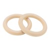 50 PCS 70mm Natural Wooden Rings, Unfinished Wood Loops, Solid