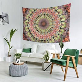 BOXIMIAO Tapestry Bohemian Mandala Psychedelic Art Tapestry Wall Hanging Home Decorations Wall Blanket Decor for Living Room Bedroom Dorm, 80x60 Inch