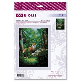 RIOLIS - Fox in The Forest 2251, Animals Cross Stitch Kit 11¾"x15¾, Cross Stitch Kits for Beginners & Advanced, Crossstitching Kits Adult, Counted Stitching Kits, Nature Embroidery Kit