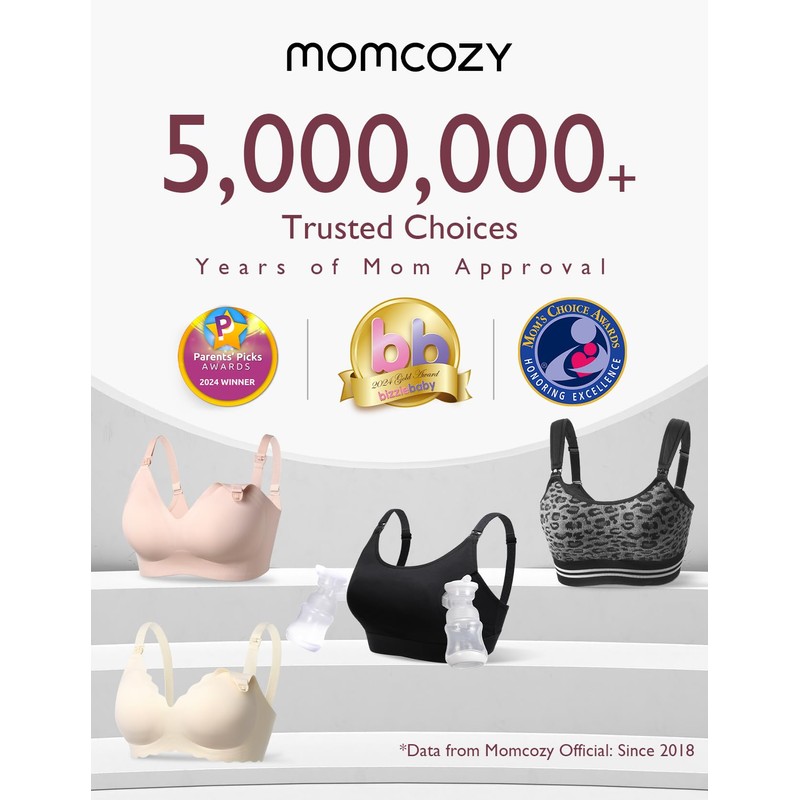 momcozy Seamless 4-in-1 Nursing Bra for Hands-Free Pumping, CozyFitClasp Pumping