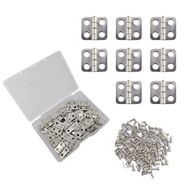 Borsgye 50PCS Antique Mini Folding Hinges Bronze Retro Decoration Hinges Vintage Small Jewelry Toy Box Hinges Solid Brass Cabinet Hinges with Screws for Wooden Case Chest Hinge Nickel 13x12 mm