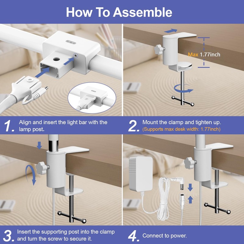 EppieBasic LED Desk Lamp, 24W Double Head Desk Light,Architect Clamp