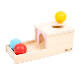 Adena Montessori Object Permanence Box with Tray Three Balls Montessori Toys for 6-12 Months Baby 1 Year Old Infant Toddler (Small Box - for Girl)