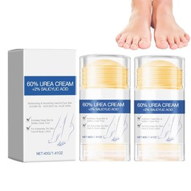 2PCS 60% Urea Foot Cream with 2% Salicylic Acid - Intensive Healing for Cracked Heels & Dry Skin - Gentle Exfoliation & Moisturizing Stick