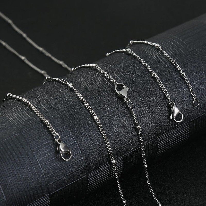 Loprome - 16 cadenas de acero inoxidable con abalorio satélites,