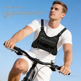 Chaleco para Correr Hombre, Bolsa Deportiva Pecho Impermeable Antirrayas, Soporte Teléfono Móvil Mochila Reflectante para Ciclismo Running, Ajustable 