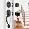 LOQRON Heavy Duty Front Door Handle Set Matte Black Entrance