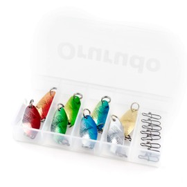 Orurdo Fishing Tackle Set of 8 Micro Spoons 1.0 inches (2.7 cm) (1.5 g) for Lure & Fly Tube Fishing Tackle Case / Barbless Hook (0.05 oz (1.5 g) qb100180a01n0