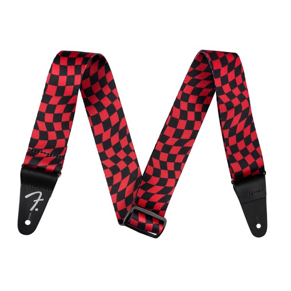 Fender Wavy Checkerboard Polyester Guitar Strap, Adjustable from 34"-59", Leather