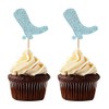 Adornos para cupcakes, diseño de botas azules con purpurina, diseño