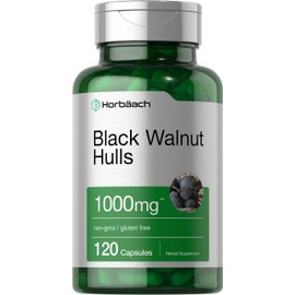 Horbaach Black Walnut Hulls Capsules | 1000 mg | 120 Count | Herbal Supplement | Non-GMO & Gluten Free