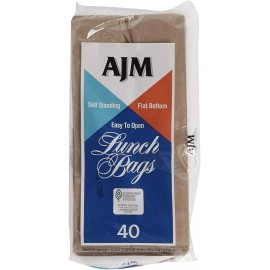 AJM Brown Paper Lunch Bags 40ct Bags Each Pack - 6 Packs