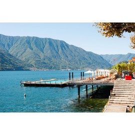 ART.COM Wall Photographic Print Sundeck and Floating Pool at Grand Hotel, Tremezzo, Lake Como, Lombardy, Italy, 24" x 16"