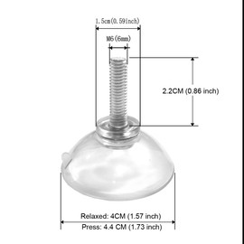 Strong Transparent Clear PVC M6 Extended Thread Long Screw Suction Cup Hook with Nut, Diameter 4.4 cm, Screw Length 2.2 cm (Pack of 12, L-M6-D44-LOCK NUT)