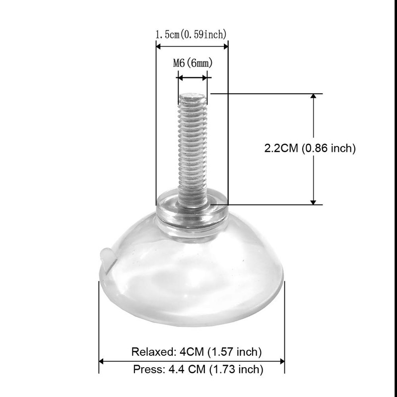 Strong Transparent Clear PVC M6 Extended Thread Long Screw Suction