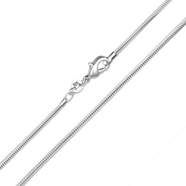 Sterling Silver 925 Snake Chain Necklace Jewellery for Women, Rat Tail Chain 1.0 mm Width in Various Lengths 40 45 50 55 60 cm