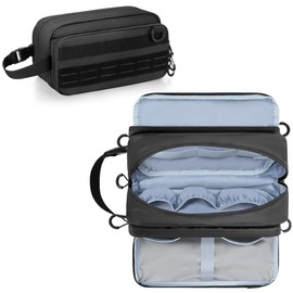 Prokva Toiletry Travel Bag for Men Tactical Hygiene Bag, Shaving Kit Toiletries Organizer Bag Dopp Kit with Large Capacity, Black (Empty Bag Only)