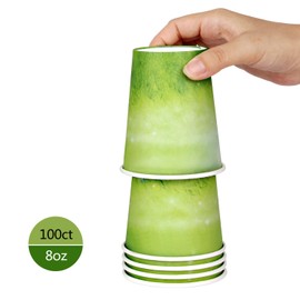 Yes!Fresh 8oz Disposable Hot Beverage Paper Coffee Cups for Hot Liquid, Chocolate,Juice,Parties,Picnics,Barbecues,Travel and Events (8 oz, 50 Count,Green)