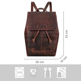 STILORD 'Effi' Elegant Women's Small Leather Daypack Modern City Backpack Vintage Leather Backpack Women's Backpack Handbag Genuine Leather, Ambra - Coganc