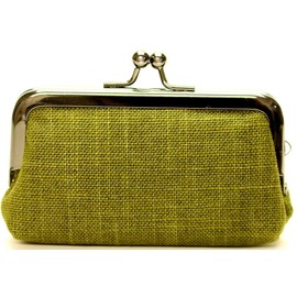 [Men's Company] Gamaguchi Small Coin Purse Mini Size Japanese Modern Kyoto Japanese Pattern Made in Japan Cotton, green