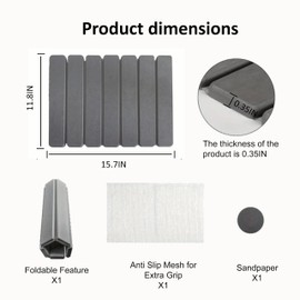 Stone Drying Mat for Kitchen Counter, Small Fast Drying Natural Diatomaceous Earth Dish Drying Mat, Collapsible, Easy Clean, Absorbent, Eco-Friendly Countertop Mats, Perfect Family Gift, 16"x12", Grey