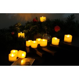 CANDLE CHOICE Battery Operated Flameless Tea Lights with Timer Realistic Flickering Electric LED Tealight Candles Set Wedding Party Christmas Decorations Table Centerpieces Batteries Included 12 Pack