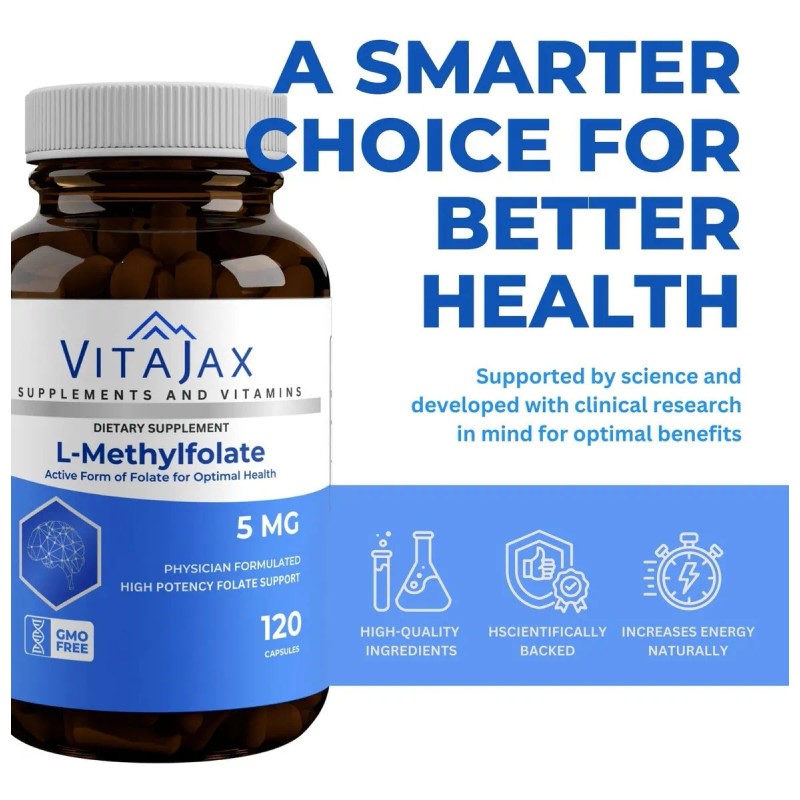 Vitajax L-metilfolato 5mg 120 Cpsulas Sin Gluten
