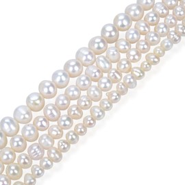 1 Strand Natural A+ Quality Round White Cultured Freshwater Pearl Loose Beads 6-7mm for Jewelry Making ~ 15 Inch fp2-67