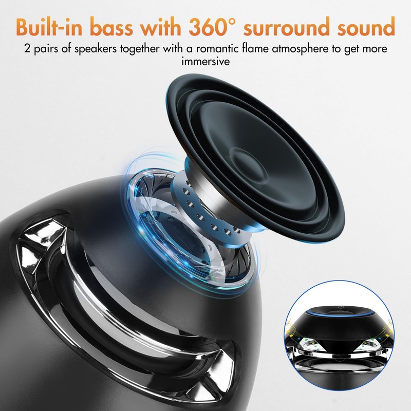 ALLOMN LED Bluetooth Flame Speakers, Outdoor LED Flame Effect Bluetooth