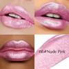 Wugbc Nude Pink Metallic Glitter Lipstick for Women, High Shine