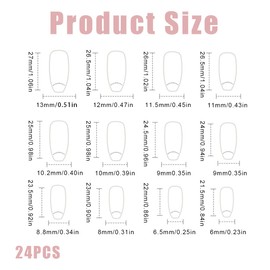GLPRKOW French Press on Nails, Short Square False Nails for Sticking, Pack of 24, French Fake Nails with Nail Glue, Short Press on Nails, Square False Nails for Women, Girls