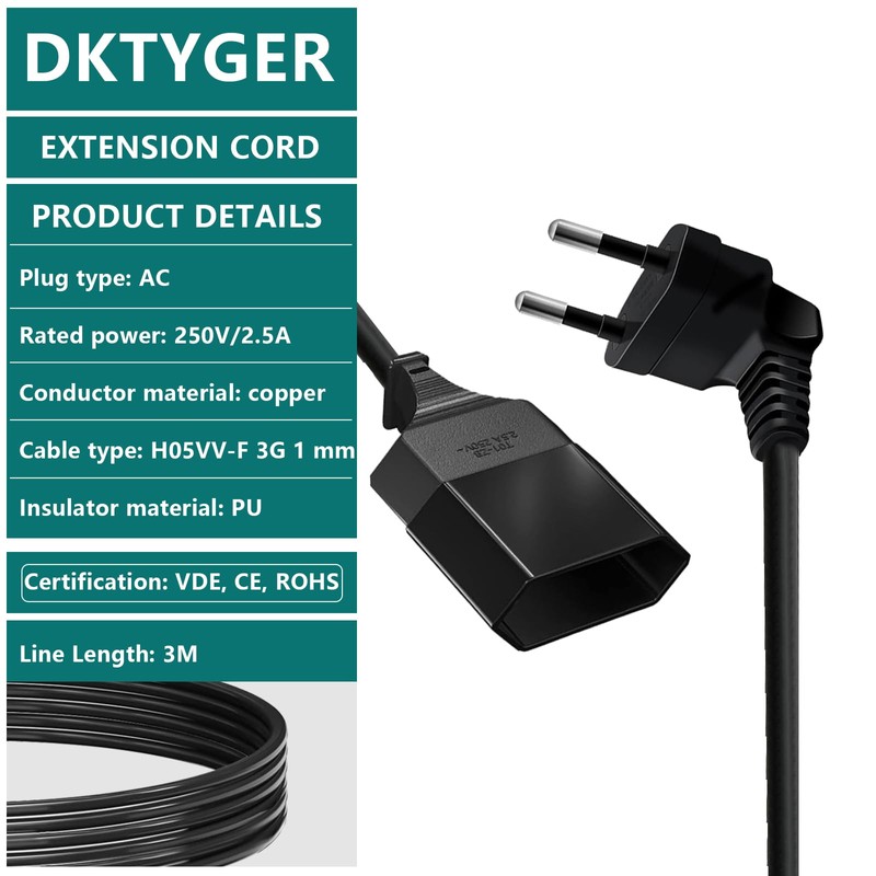 Spiral Cable Schuko Plug & Coupling