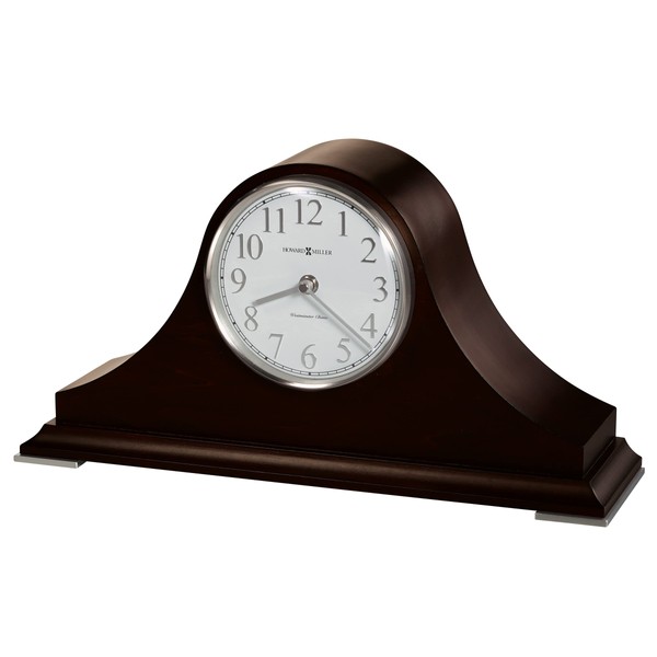 Howard Miller Salem Mantel Clock 635-226 – Black Coffee Finish, Sharp White Dial, Nickel Finished Arabic Numerals, Tambour Style Home Décor, Quartz Single-Chime Movement