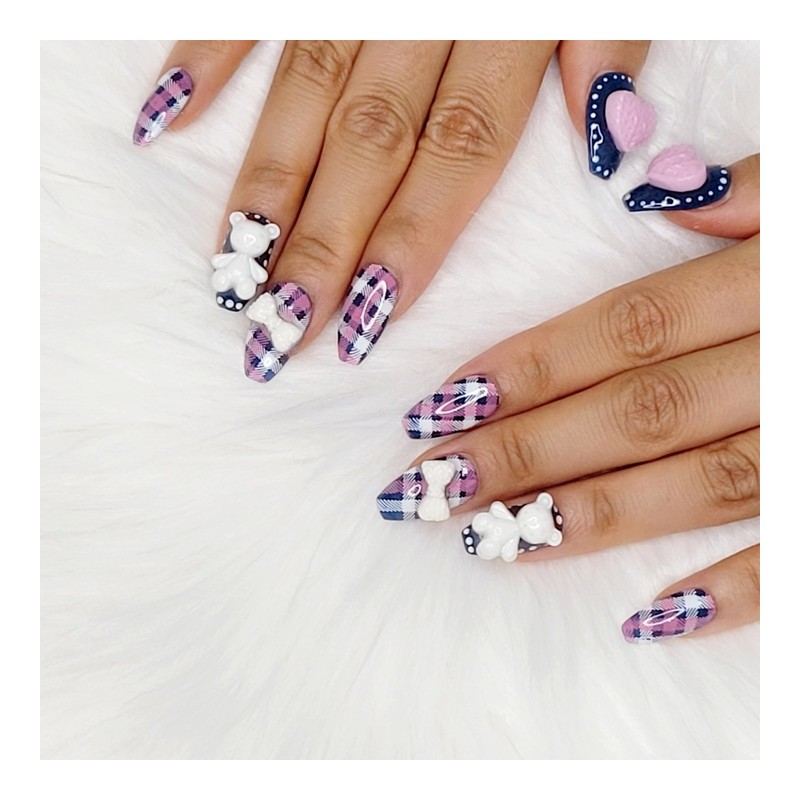 Angora Bear Handmade Nail Tips - Oval M / 앙고라