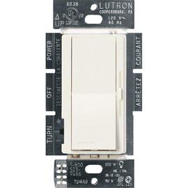 Lutron Diva LED+ Dimmer Switch for Dimmable LED, Halogen and Incandescent Bulbs, 150W/Single-Pole or 3-Way, DVSCCL-153P-BI, Biscuit
