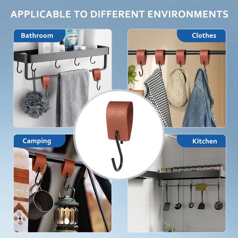 Drenky S Hooks with Leather Loop - Metal Hooks No